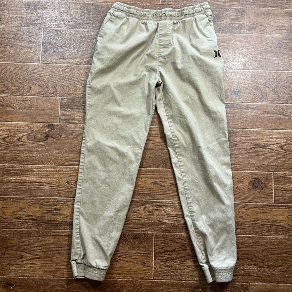 Hurley Joggers Mens Large Twill Khaki Pull-on Elastic Waist Minimalist Skate